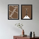 Kit 2 Quadros Bauhaus Marrom - Bicicleta 45x34cm - Com Vidro