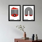 Kit 2 Quadros Bauhaus Olhos - Nuvem Arco-íris 45x34cm Moldura