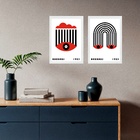 Kit 2 Quadros Bauhaus Olhos - Nuvem Arco-íris 45x34cm Moldura