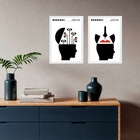 Kit 2 Quadros Bauhaus Psicologia - Mente 45x34cm Moldura Preta