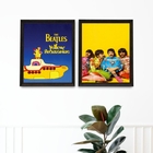 Kit 2 Quadros Beatles Yellow Submarine 24x18cm - Com Vidro Mo