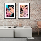 Kit 2 Quadros Beijo Pop Arte - 60x48cm Moldura:madeira Preta