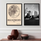 Kit 2 Quadros Belo Horizonte- Mapa E Fotografia 24x18cm - Com