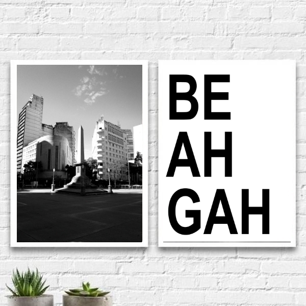 Kit 2 Quadros Belo Horizonte Beagá 33x24cm - Com Vidro Moldur