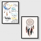 Kit 2 Quadros Benção Apache 33x24cm - Com Vidro Moldura:madei