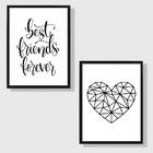 Kit 2 Quadros Best Friends Forever 45x34cm Moldura:madeira Br