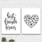Kit 2 Quadros Best Friends Forever 45x34cm Moldura:madeira Br