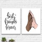 Kit 2 Quadros Best Friends Mão E Pata 24x18cm - Com Vidro Mol