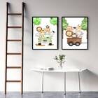 Kit 2 Quadros Bichinhos Safari 45x34cm - Com Vidro Moldura:ma