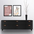 Kit 2 Quadros Bohos Lar Família Benção 45x34cm Moldura Preta