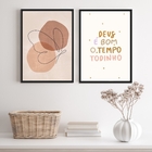 Kit 2 Quadros Borboleta Deus É Bom O Tempo todo 33x24cm - Com