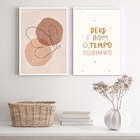 Kit 2 Quadros Borboleta Deus É Bom O Tempo todo 33x24cm Moldu