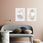 Kit 2 Quadros Borboletas Abstratas Rosa E Cinza 33x24cm Moldu