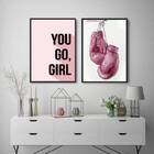 Kit 2 Quadros Boxe You Go Girl 45x34cm Moldura:madeira Preta
