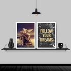 Kit 2 Quadros Buda Asas Follow Your Dreams 45x34cm - Com Vidr