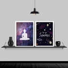 Kit 2 Quadros Buda Siga Seus Sonhos 45x34cm - Com Vidro Moldu