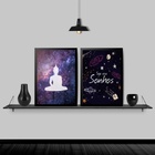 Kit 2 Quadros Buda Siga Seus Sonhos 45x34cm Moldura:madeira P