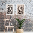 Kit 2 Quadros Budas Tons De Cinza 24x18cm Moldura:madeira Bra