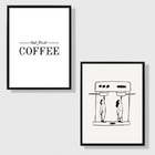 Kit 2 Quadros But First Coffee - Minimalista 45x34cm Moldura
