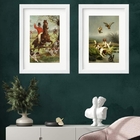 Kit 2 Quadros Caçada Inglesa - 60x48cm Moldura:madeira Preta