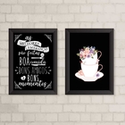 Kit 2 Quadros Café Cozinha Bons Momentos 33x24cm Moldura:made