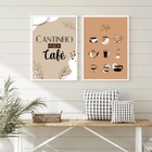 Kit 2 Quadros Café De Toda Forma 33x24cm Moldura Preta