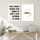 Kit 2 Quadros Café E História De amor 24x18cm - Com Vidro Mol