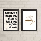 Kit 2 Quadros Café E História De amor 33x24cm - Com Vidro Mol