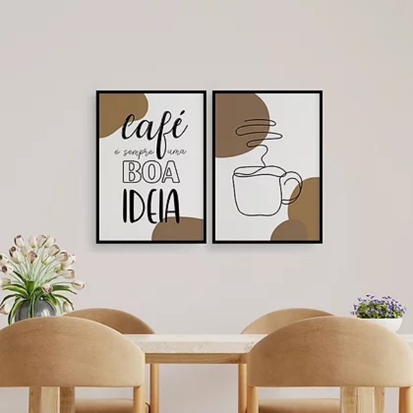 Kit 2 Quadros Café É Sempre Uma Boa Ideia 33x24cm Moldura:mad