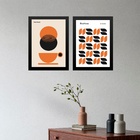 Kit 2 Quadros Café Laranja E Preto - Bauhaus 45x34cm Moldura