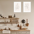 Kit 2 Quadros Café Minimalista - Bege E Branco 33x24cm Moldur