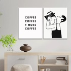 Kit 2 Quadros Café - More Coffee 33x24cm Moldura Branca
