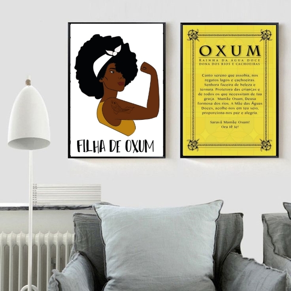 Kit 2 Quadros Candomblé Filha De Oxum 24x18cm Moldura:madeira