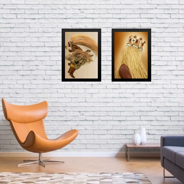 Kit 2 Quadros Candomblé Obaluaê 45x34cm - Com Vidro Moldura:m