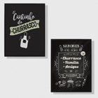 Kit 2 Quadros Cantinho Churrasco 24x18cm - Com Vidro Moldura: