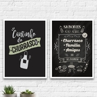 Kit 2 Quadros Cantinho Churrasco 24x18cm - Com Vidro Moldura: