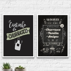 Kit 2 Quadros Cantinho Churrasco 45x34cm Moldura:madeira Bran