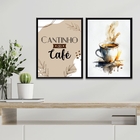 Kit 2 Quadros Cantinho Do Café- Aquarela 24x18cm - Com Vidro