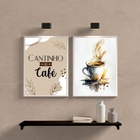 Kit 2 Quadros Cantinho Do Café- Aquarela 24x18cm Moldura:made