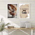 Kit 2 Quadros Cantinho Do Café Abençoado 24x18cm - Com Vidro