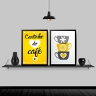 Kit 2 Quadros Cantinho Do Café Amarelo 33x24cm Moldura:madeir