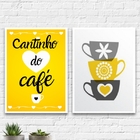 Kit 2 Quadros Cantinho Do Café Amarelo 45x34cm Moldura:madeir