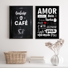 Kit 2 Quadros Cantinho Do Café Amor cozinha 24x18cm - Com Vid