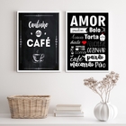 Kit 2 Quadros Cantinho Do Café Amor cozinha 33x24cm - Com Vid