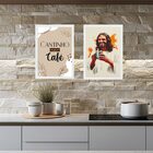 Kit 2 Quadros Cantinho Do Café Cristão - Jesus 33x24cm Moldur
