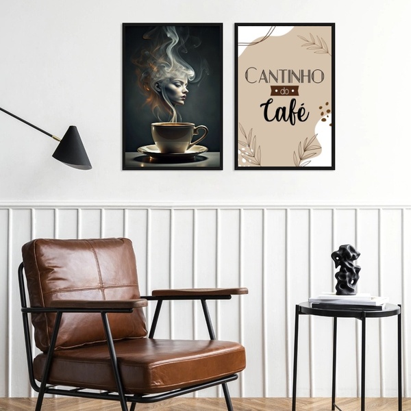 Kit 2 Quadros Cantinho Do Café Feminino 24x18cm - Com Vidro M