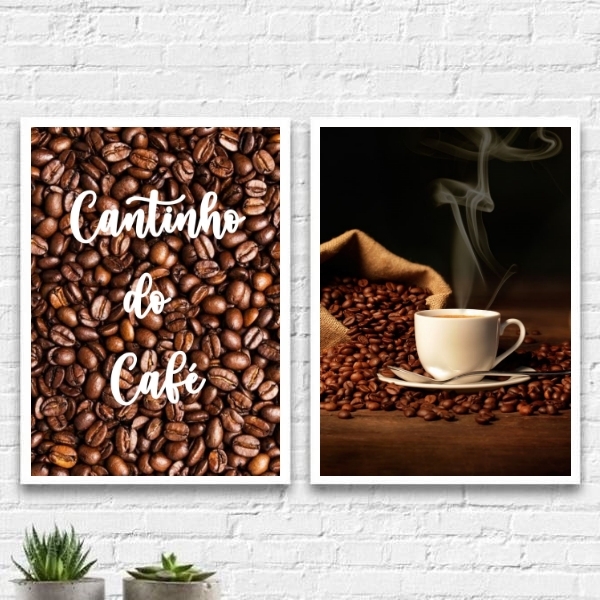 Kit 2 Quadros Cantinho Do Café Fotografia 33x24cm Moldura:mad