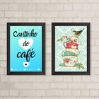 Kit 2 Quadros Cantinho Do Café Vintage Passarinho  45x34cm Mo