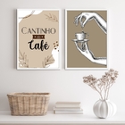 Kit 2 Quadros Canttinho Do Café Moderno marrom 33x24cm - Com