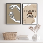 Kit 2 Quadros Canttinho Do Café Moderno marrom 33x24cm Moldur